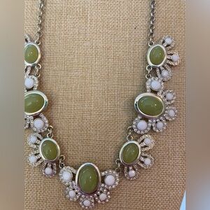Gorgeous Green White‎ Bib Statement Necklace